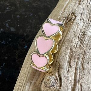 Gold Tone Sterling Silver Heart Enamel Ring – Size 7, Cute & Classic